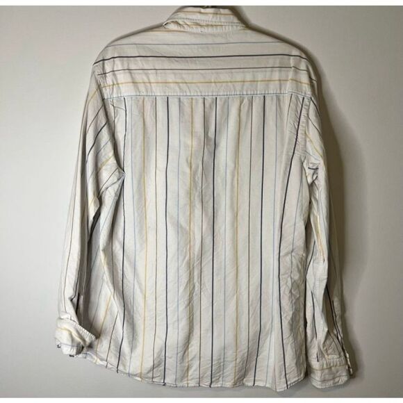 Zara Mens Long Sleeve Multicolor Vertical Stripe Button Down Shirt Size Large - Picture 4 of 4